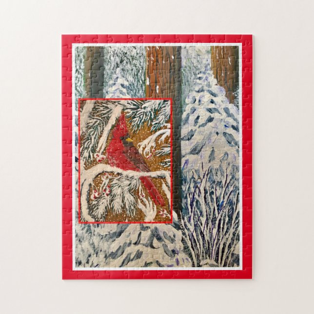 Puzzle Cardenal en Nieve (Vertical)