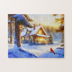 Puzzle Cardenal en un día de nieve