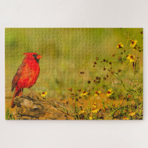 Puzzle Cardenal macho en tronco