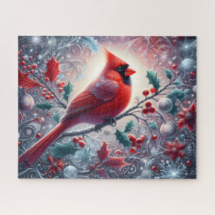 Puzzle Cardenal Rojo Con Baya De Acebo