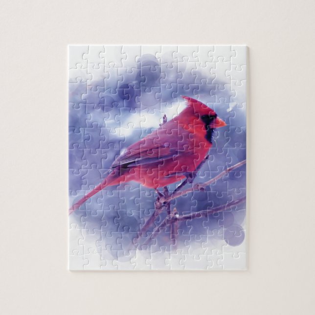 Puzzle Cardenal rojo en Blizzard (Vertical)