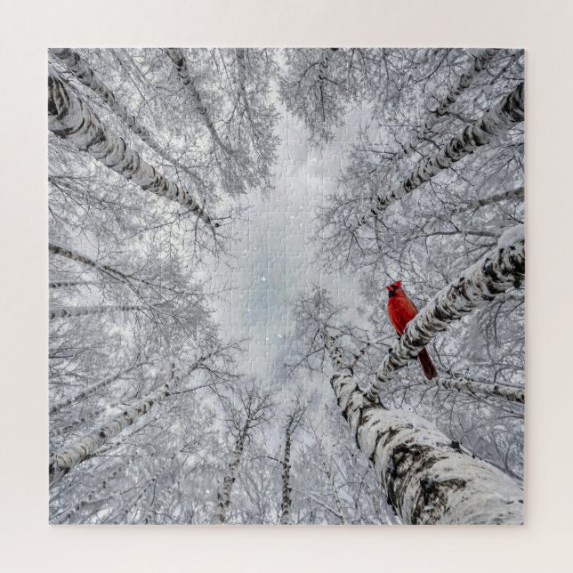 Puzzle Cardenal Rojo en un Bosque de Abedules Blancos de  (Vertical)