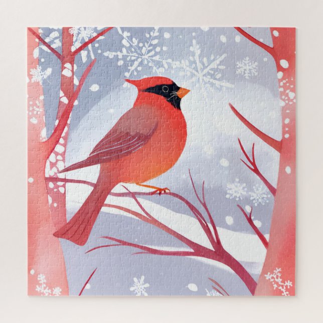 Puzzle Cardenal rojo | Hermosa pintura acuarela (Vertical)