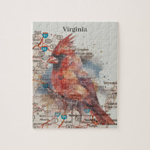 Puzzle Cardenal sobre la hoja de ruta de Virginia
