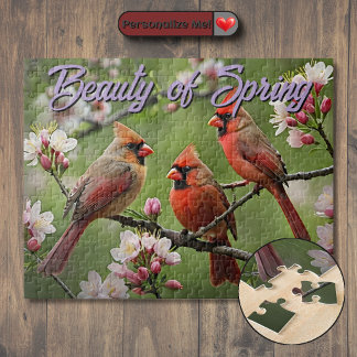 Puzzle Cardenales de primavera personalizables