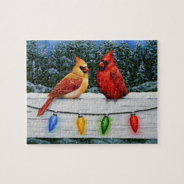 Puzzle Cardenales y Navidades Luces (Horizontal)