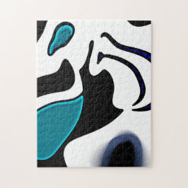 Puzzle Cargo de profundidad: resumen negro, blanco y azul