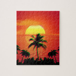 Puzzle Caribe Sunset Vaporwave Estética Retro 80 años 90