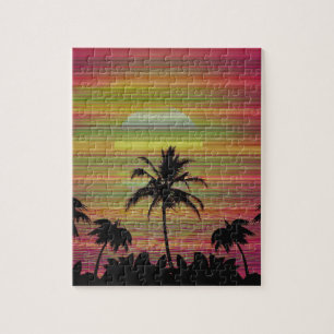 Puzzle Caribe Sunset Vaporwave Estética Retro 80s 90s