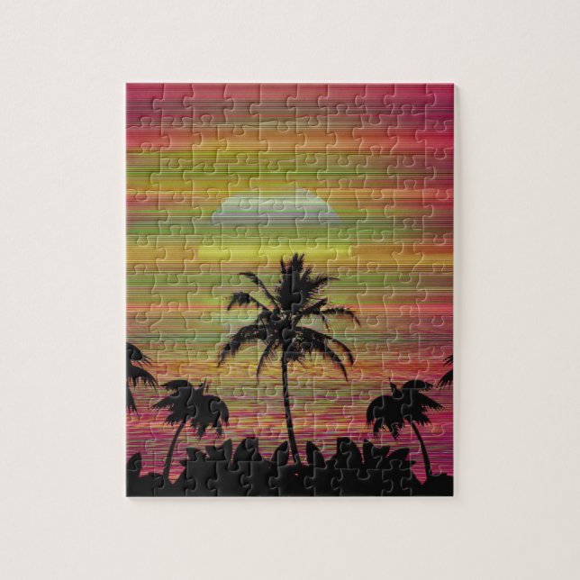 Puzzle Caribe Sunset Vaporwave Estética Retro 80s 90s (Vertical)