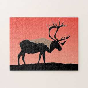 Puzzle Caribou at Sunset - Arte original de la vida salva