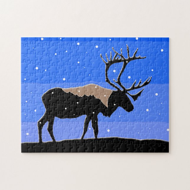 Puzzle Caribou in Winter - Arte original de la vida salva (Horizontal)