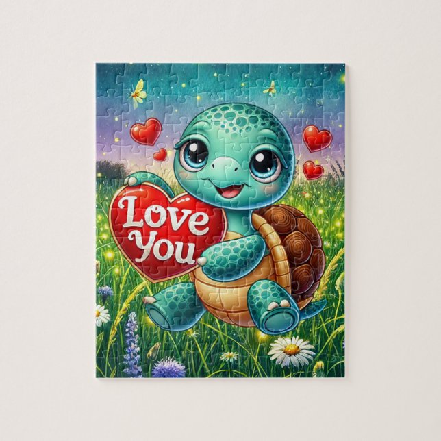 Puzzle Cariñoso corazón de tortuga adorable (Vertical)