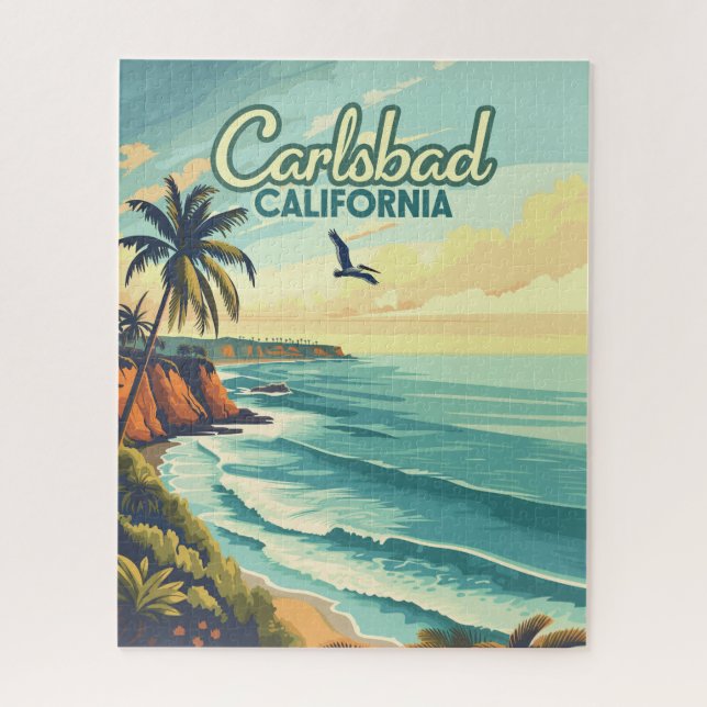 Puzzle Carlsbad California San Diego Beach Vintage (Vertical)
