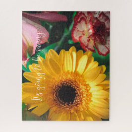 Puzzle Carnaciones y gerbera amarilla