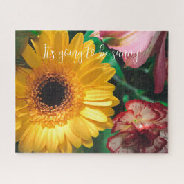 Puzzle Carnaciones y gerbera amarilla