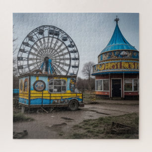 Puzzle Carnaval Abandonado Rueda de Ferris Vacía y Carpa
