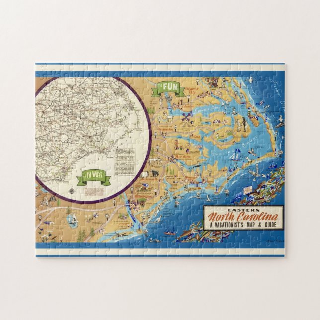 Puzzle Carolina del Norte Oriental 11x14  (Horizontal)