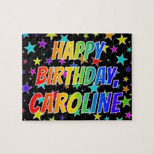 Puzzle "CAROLINE" Nombre, Diversión "FELIZ CUMPLEAÑOS"