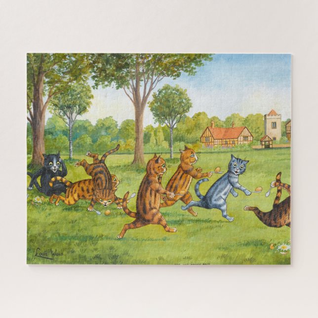 Puzzle Carrera de huevos y cucharas por Louis Wain (Horizontal)