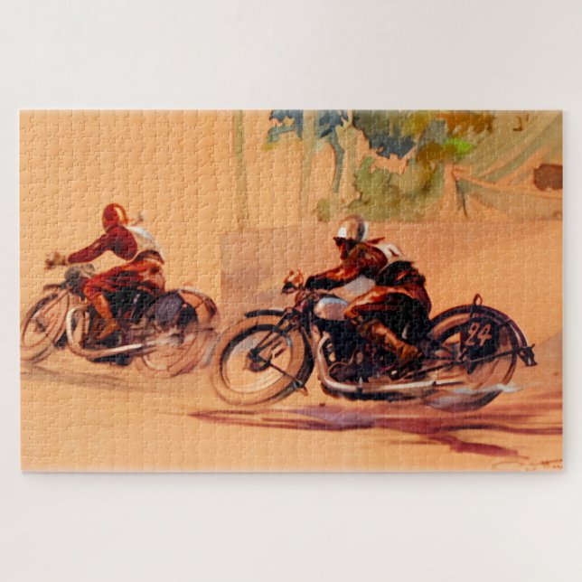 Puzzle "Carrera de motocicletas de época" (Horizontal)
