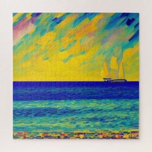 Puzzle "Carrera del cielo amarillo" paisaje marino