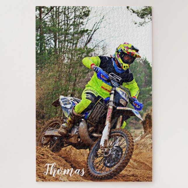 Puzzle Carreras Motocross de moto sucia personalizada (Vertical)