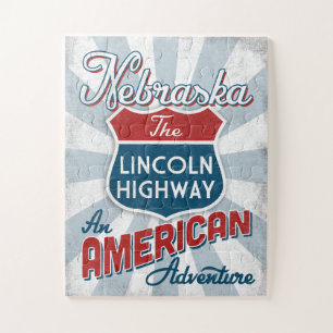 Puzzle Carretera de Nebraska Lincoln Vintage America