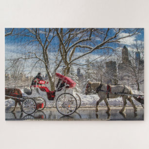 Puzzle Carriage Horses in Central Park Snow