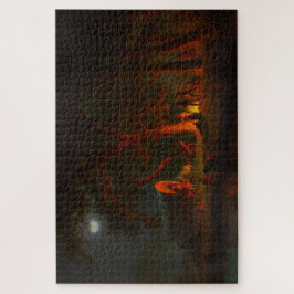 Puzzle Carro Conestoga Trail de Oregon Fuego de Campament