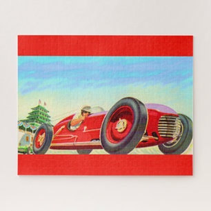 Puzzle Carro rojo de carreras de 1950