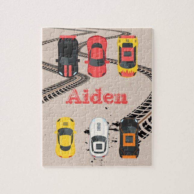 Puzzle Carros de carrera con marcas de balanceo personali (Vertical)