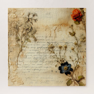 Puzzle Carta de amor de pergamino vintage con flores (5)