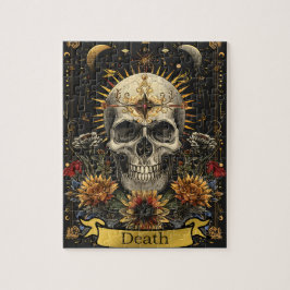 Puzzle Carta de la Muerte del Tarot Calavera Gótica y Flo