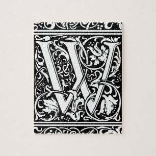 Puzzle Carta W Monograma medieval Art Nouveau