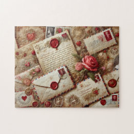 Puzzle Cartas de Amor Antiguas Collage Romántico