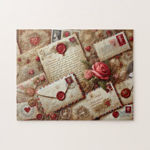Puzzle Cartas de Amor Antiguas Collage Romántico