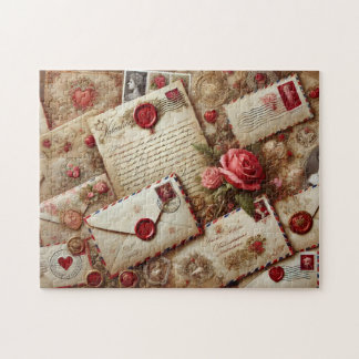 Puzzle Cartas de Amor Antiguas Collage Romántico