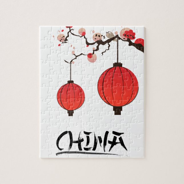 Puzzle Cartel de China Lanterns Travel. (Vertical)