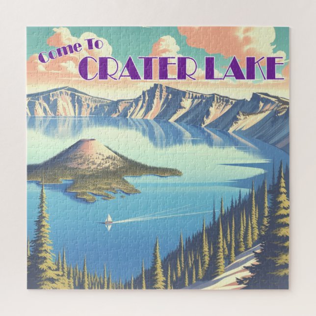 Puzzle Cartel de Crater Lake Vintage (Vertical)