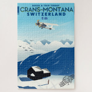 Puzzle cartel de esquí de Crans-Montana Suiza