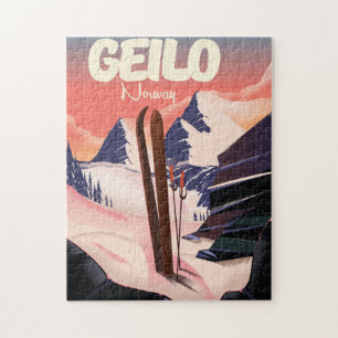 Puzzle Cartel de esquí hermoso Geilo Noruega.