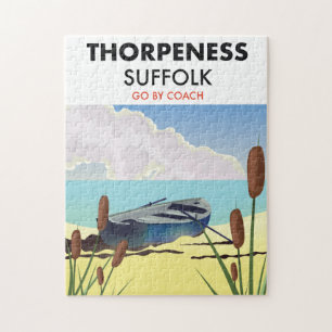Puzzle Cartel de playa vintage de Thorpeness Suffolk.