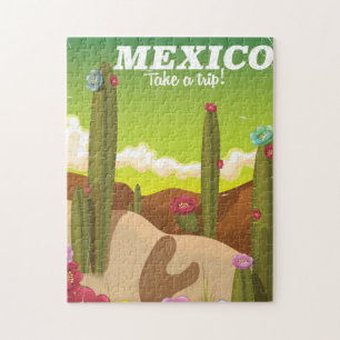 Puzzle cartel de vacaciones de cactus de México