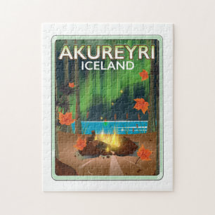 Puzzle Cartel de viaje a Akureyri Islandia