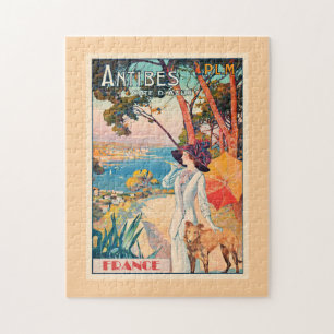 Puzzle cartel de viaje a Antibes, Francia,