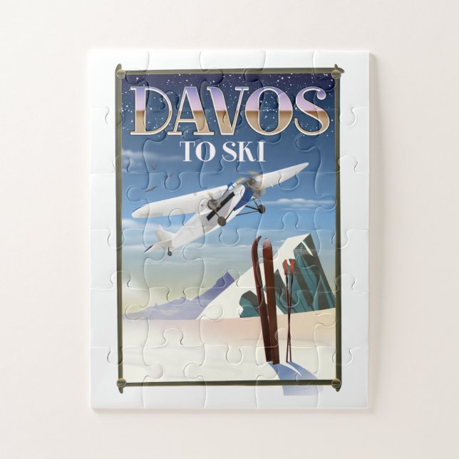 Puzzle Cartel de viaje a Davos Suiza (Vertical)