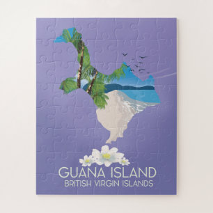 Puzzle Cartel de viaje a Guana Island Islas Vírgenes Brit