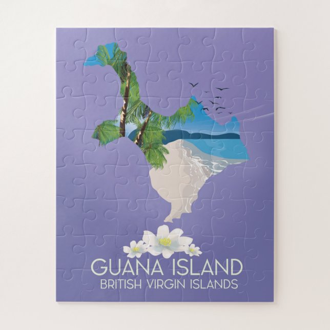 Puzzle Cartel de viaje a Guana Island Islas Vírgenes Brit (Vertical)
