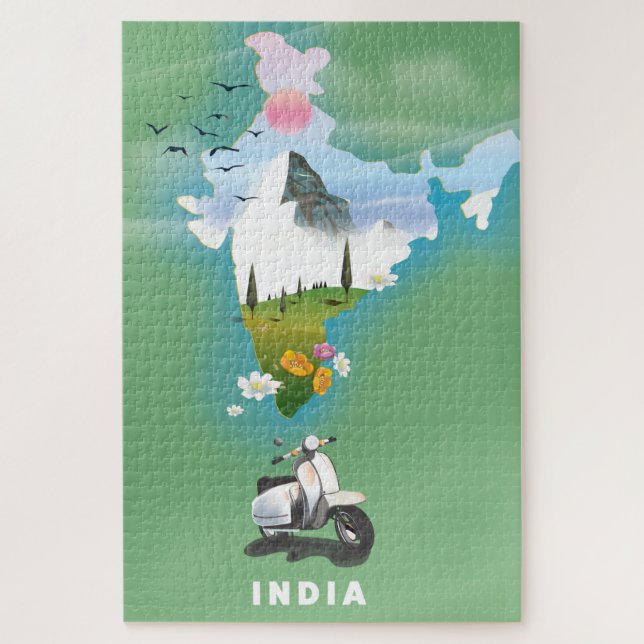 Puzzle Cartel de viaje a la India (Vertical)